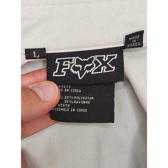 Fox Racing Shirt Men's L White Blue Short Sleeve Button Up Pocket Logo - Picture 4 of 10